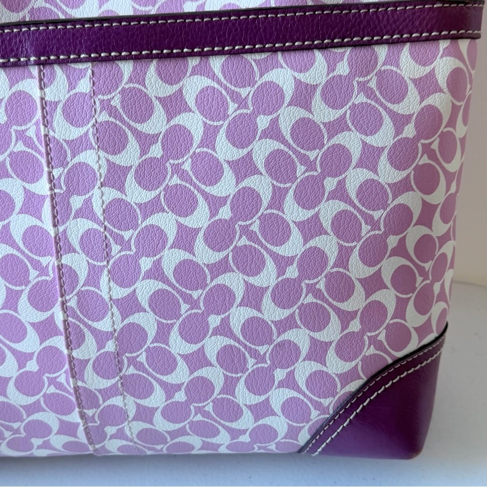COACH | Heritage Chelsea Signature Logo Tote Bag Purse Purple Pink White F15137 - Picture 2 of 16